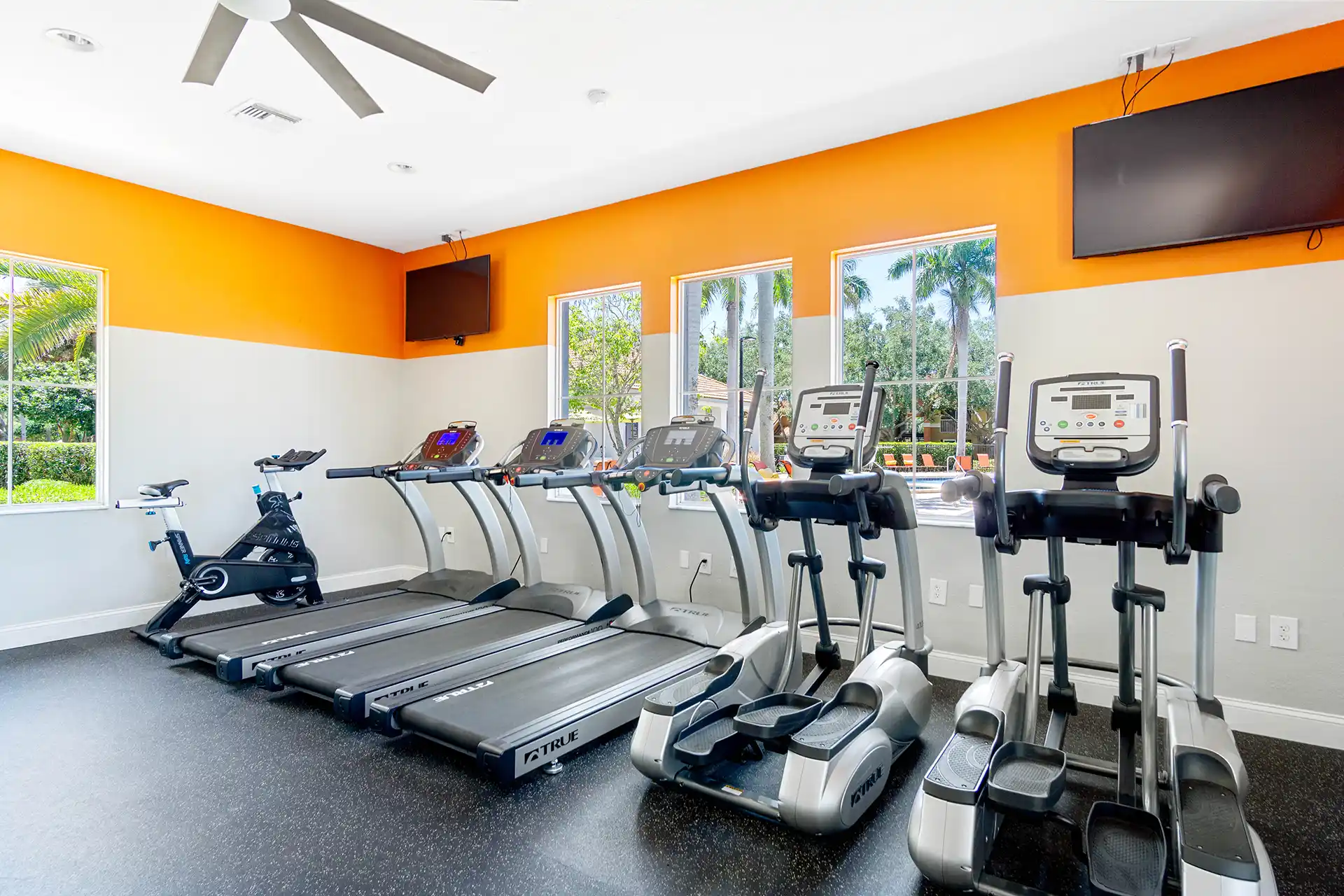 fitness room with modern equipment